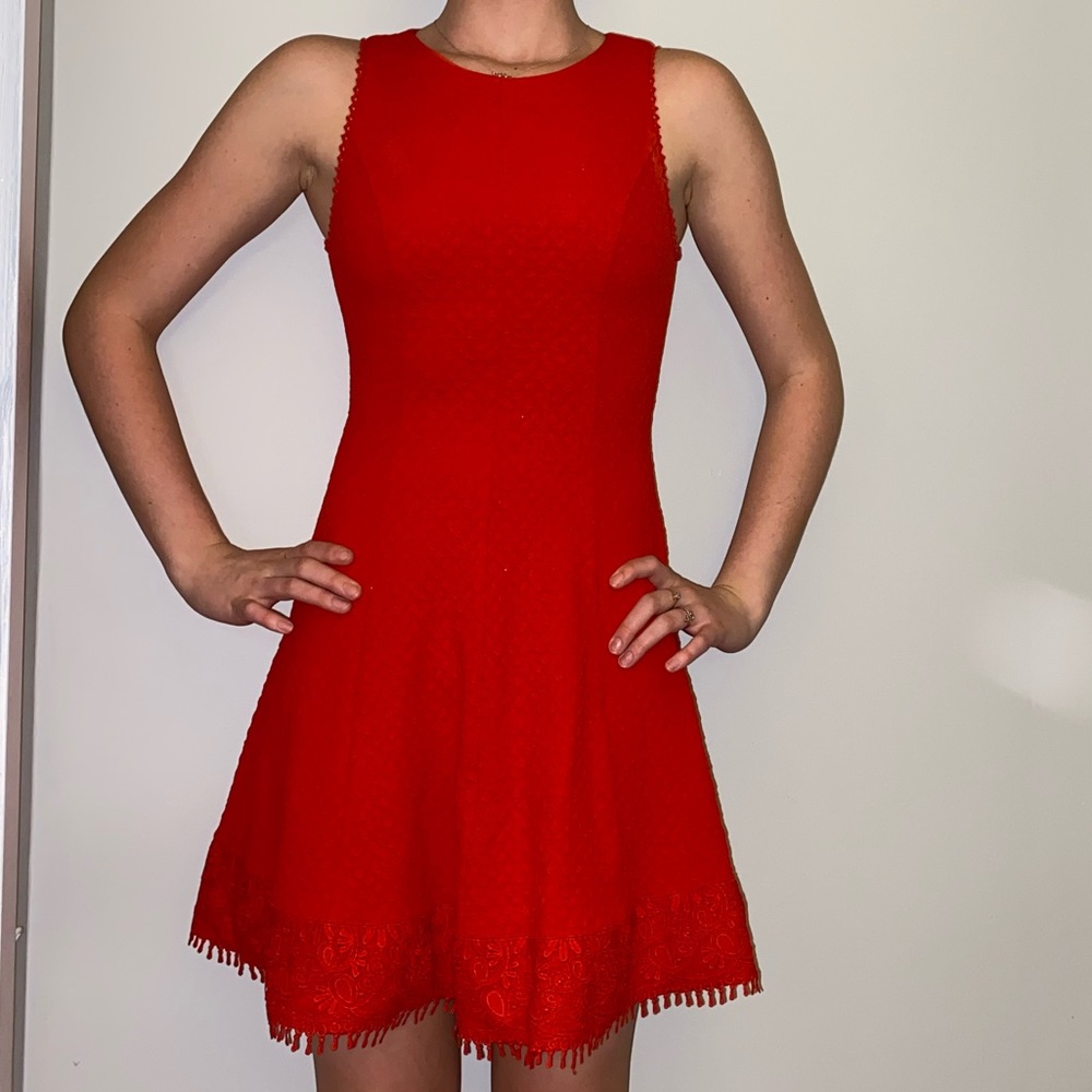 Miami red fit and flare dress